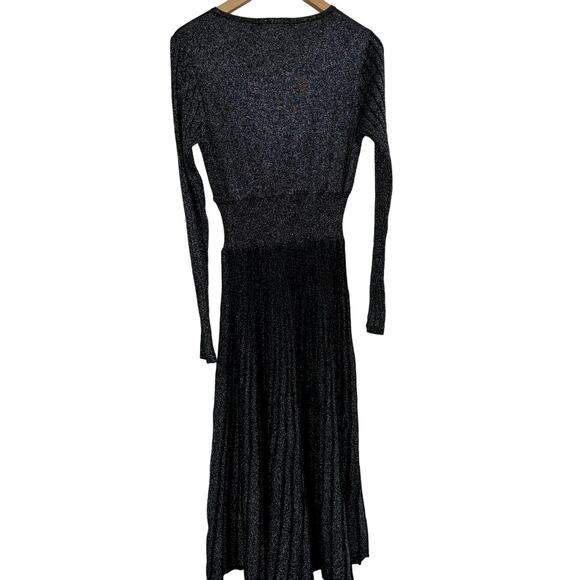 Betsey Johnson Silver Pleated Metallic Knit Midi Dress Size L NWT - Picture 8 of 13